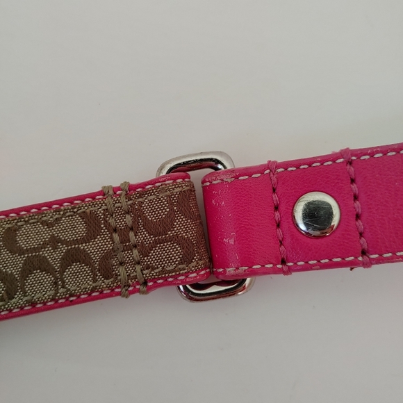 Coach Signature Canvas Leather Dog Leash Size Large Tan Pink - Picture 10 of 13